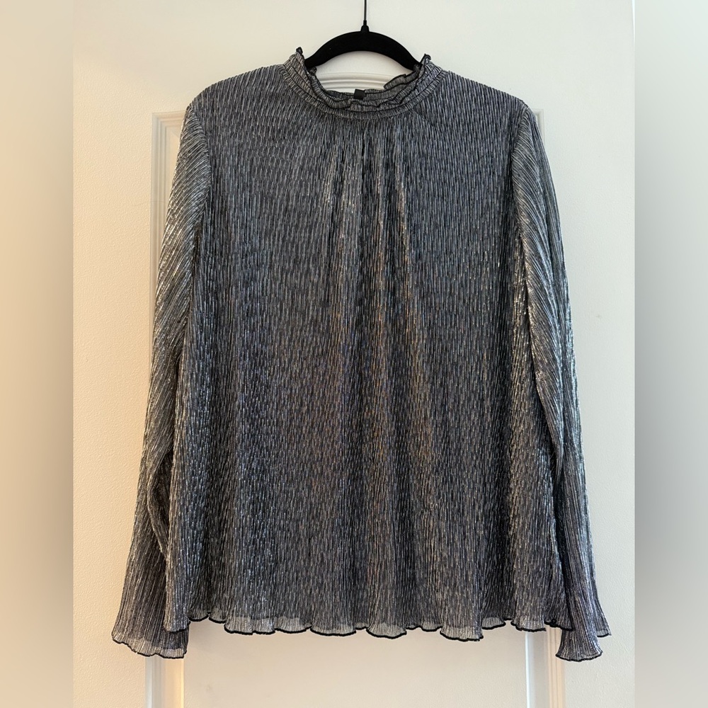 Colleen Lopez Smock-Neck Shimmer Blouse